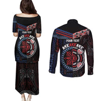 Aotearoa and Samoa Together For Te Tiriti Couples Matching Puletasi and Long Sleeve Button Shirt Kowhaiwhai Mix Siapo - Flag Color LT7 - Polynesian Pride