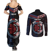 Aotearoa and Samoa Together For Te Tiriti Couples Matching Summer Maxi Dress and Long Sleeve Button Shirt Kowhaiwhai Mix Siapo - Flag Color LT7 - Polynesian Pride