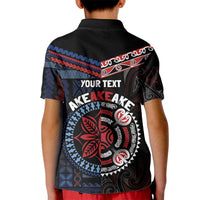 Aotearoa and Samoa Together For Te Tiriti Kid Polo Shirt Kowhaiwhai Mix Siapo - Flag Color LT7 - Polynesian Pride