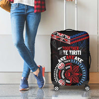 Aotearoa and Samoa Together For Te Tiriti Luggage Cover Kowhaiwhai Mix Siapo - Flag Color LT7 - Polynesian Pride