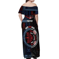 Aotearoa and Samoa Together For Te Tiriti Off Shoulder Maxi Dress Kowhaiwhai Mix Siapo - Flag Color LT7 - Polynesian Pride