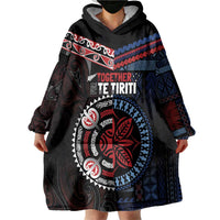 Aotearoa and Samoa Together For Te Tiriti Wearable Blanket Hoodie Kowhaiwhai Mix Siapo - Flag Color LT7 - Polynesian Pride