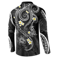 Polynesia Tribal Button Sweatshirt Tentacles Plumeria