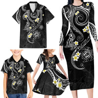 Polynesia Tribal Family Matching Long Sleeve Bodycon Dress and Hawaiian Shirt Tentacles Plumeria LT7 - Polynesian Pride