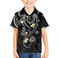 Polynesia Tribal Family Matching Long Sleeve Bodycon Dress and Hawaiian Shirt Tentacles Plumeria LT7 Son's Shirt Black - Polynesian Pride
