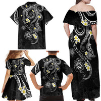 Polynesia Tribal Family Matching Off Shoulder Maxi Dress and Hawaiian Shirt Tentacles Plumeria LT7 - Polynesian Pride