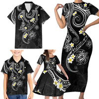 Polynesia Tribal Family Matching Short Sleeve Bodycon Dress and Hawaiian Shirt Tentacles Plumeria LT7 - Polynesian Pride