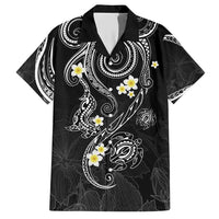Polynesia Tribal Family Matching Short Sleeve Bodycon Dress and Hawaiian Shirt Tentacles Plumeria LT7 Dad's Shirt - Short Sleeve Black - Polynesian Pride