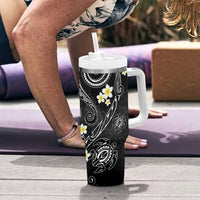 Polynesia Tribal Tumbler With Handle Tentacles Plumeria