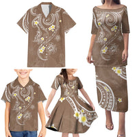 Polynesia Tribal Family Matching Puletasi and Hawaiian Shirt Mocha Plumeria Tentacles LT7 - Polynesian Pride