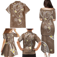 Polynesia Tribal Family Matching Puletasi and Hawaiian Shirt Mocha Plumeria Tentacles LT7 - Polynesian Pride