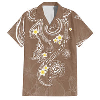 Polynesia Tribal Family Matching Puletasi and Hawaiian Shirt Mocha Plumeria Tentacles LT7 Dad's Shirt - Short Sleeve Mocha - Polynesian Pride
