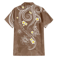 Polynesia Tribal Family Matching Short Sleeve Bodycon Dress and Hawaiian Shirt Mocha Plumeria Tentacles LT7 - Polynesian Pride