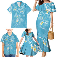 Polynesia Tribal Family Matching Mermaid Dress and Hawaiian Shirt Turquoise Plumeria Tentacles LT7 - Polynesian Pride
