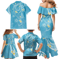 Polynesia Tribal Family Matching Mermaid Dress and Hawaiian Shirt Turquoise Plumeria Tentacles LT7 - Polynesian Pride