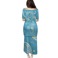 Polynesia Tribal Family Matching Puletasi and Hawaiian Shirt Turquoise Plumeria Tentacles LT7 - Polynesian Pride