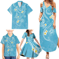 Polynesia Tribal Family Matching Summer Maxi Dress and Hawaiian Shirt Turquoise Plumeria Tentacles LT7 - Polynesian Pride