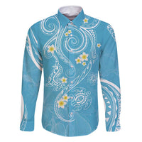 Polynesia Tribal Family Matching Summer Maxi Dress and Hawaiian Shirt Turquoise Plumeria Tentacles LT7 Dad's Shirt - Long Sleeve Turquoise - Polynesian Pride