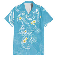 Polynesia Tribal Hawaiian Shirt Turquoise Plumeria Tentacles