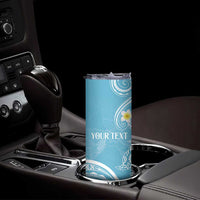 Polynesia Tribal Skinny Tumbler Turquoise Plumeria Tentacles