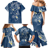 Polynesia Tribal Family Matching Mermaid Dress and Hawaiian Shirt Deep Blue Plumeria Tentacles LT7 - Polynesian Pride