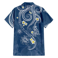 Polynesia Tribal Family Matching Short Sleeve Bodycon Dress and Hawaiian Shirt Deep Blue Plumeria Tentacles LT7 - Polynesian Pride