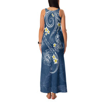 Polynesia Tribal Family Matching Tank Maxi Dress and Hawaiian Shirt Deep Blue Plumeria Tentacles LT7 - Polynesian Pride