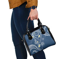Polynesia Tribal Shoulder Handbag Deep Blue Plumeria Tentacles