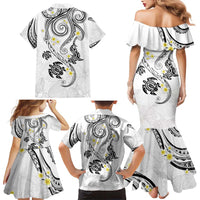 Polynesia Tribal Family Matching Mermaid Dress and Hawaiian Shirt White Plumeria Tentacles LT7 - Polynesian Pride