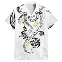 Polynesia Tribal Family Matching Off Shoulder Short Dress and Hawaiian Shirt White Plumeria Tentacles LT7 Dad's Shirt - Short Sleeve White - Polynesian Pride