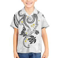 Polynesia Tribal Family Matching Short Sleeve Bodycon Dress and Hawaiian Shirt White Plumeria Tentacles LT7 Son's Shirt White - Polynesian Pride