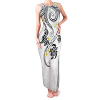 Polynesia Tribal Family Matching Tank Maxi Dress and Hawaiian Shirt White Plumeria Tentacles LT7 Mom's Dress White - Polynesian Pride