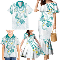 Polynesia Tribal Family Matching Mermaid Dress and Hawaiian Shirt Teal Plumeria Tentacles LT7 - Polynesian Pride