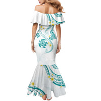 Polynesia Tribal Family Matching Mermaid Dress and Hawaiian Shirt Teal Plumeria Tentacles LT7 - Polynesian Pride
