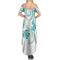 Polynesia Tribal Family Matching Summer Maxi Dress and Hawaiian Shirt Teal Plumeria Tentacles LT7 - Polynesian Pride