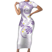 Polynesia Tribal Family Matching Short Sleeve Bodycon Dress and Hawaiian Shirt Lilac Plumeria Tentacles LT7 Mom's Dress Lilac - Polynesian Pride