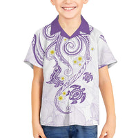 Polynesia Tribal Family Matching Short Sleeve Bodycon Dress and Hawaiian Shirt Lilac Plumeria Tentacles LT7 Son's Shirt Lilac - Polynesian Pride