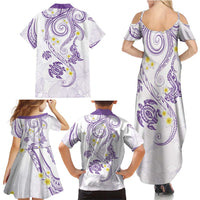 Polynesia Tribal Family Matching Summer Maxi Dress and Hawaiian Shirt Lilac Plumeria Tentacles LT7 - Polynesian Pride