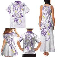 Polynesia Tribal Family Matching Tank Maxi Dress and Hawaiian Shirt Lilac Plumeria Tentacles LT7 - Polynesian Pride