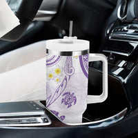Polynesia Tribal Tumbler With Handle Lilac Plumeria Tentacles