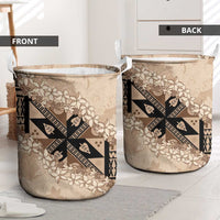 Bula Fiji Plumeria Tagimoucia Salusalu Beige Laundry Basket Kaiviti Masi LT7 - Polynesian Pride