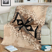 Bula Fiji Plumeria Tagimoucia Salusalu Beige Blanket Kaiviti Masi LT7 - Polynesian Pride