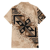 Bula Fiji Plumeria Tagimoucia Salusalu Beige Family Matching Short Sleeve Bodycon Dress and Hawaiian Shirt Kaiviti Masi LT7 - Polynesian Pride