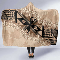 Bula Fiji Plumeria Tagimoucia Salusalu Beige Hooded Blanket Kaiviti Masi LT7 One Size Beige - Polynesian Pride