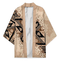 Bula Fiji Plumeria Tagimoucia Salusalu Beige Kimono Kaiviti Masi LT7 Unisex Beige - Polynesian Pride