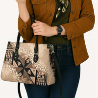 Bula Fiji Plumeria Tagimoucia Salusalu Beige Leather Bag Kaiviti Masi LT7 - Polynesian Pride
