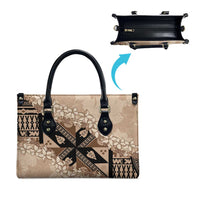 Bula Fiji Plumeria Tagimoucia Salusalu Beige Leather Bag Kaiviti Masi LT7 - Polynesian Pride