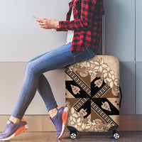 Bula Fiji Plumeria Tagimoucia Salusalu Beige Luggage Cover Kaiviti Masi LT7 - Polynesian Pride