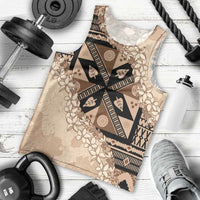 Bula Fiji Plumeria Tagimoucia Salusalu Beige Men Tank Top Kaiviti Masi LT7 - Polynesian Pride