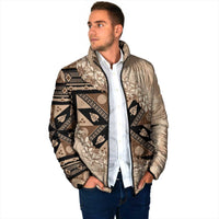 Bula Fiji Plumeria Tagimoucia Salusalu Beige Padded Jacket Kaiviti Masi LT7 - Polynesian Pride